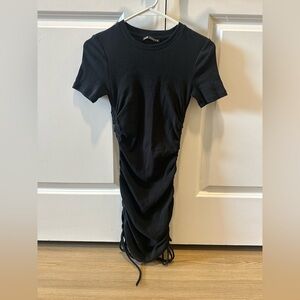 Zara Black Ruched Mini Dress